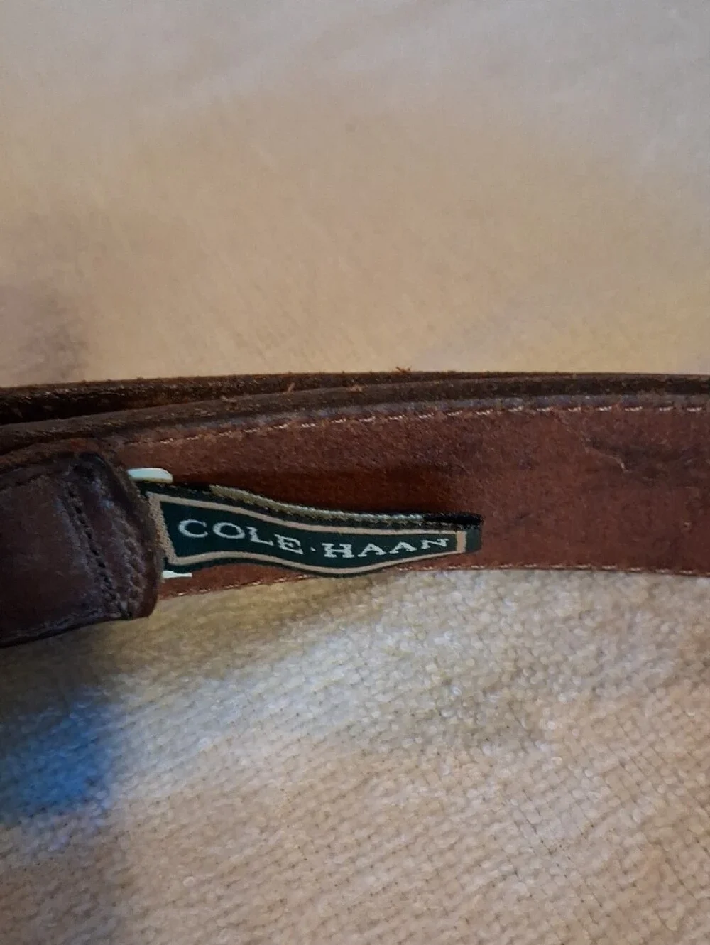 Cole Haan Brown Leather Belt with Gold Buckle Size 32